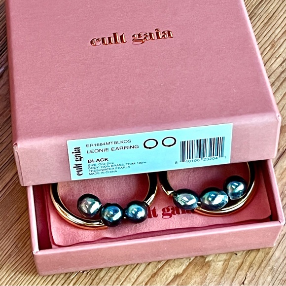 πΊπHPππΊ NWT Cult Gaia Leonie Freshwater Black Pearl Earrings - Picture 15 of 16